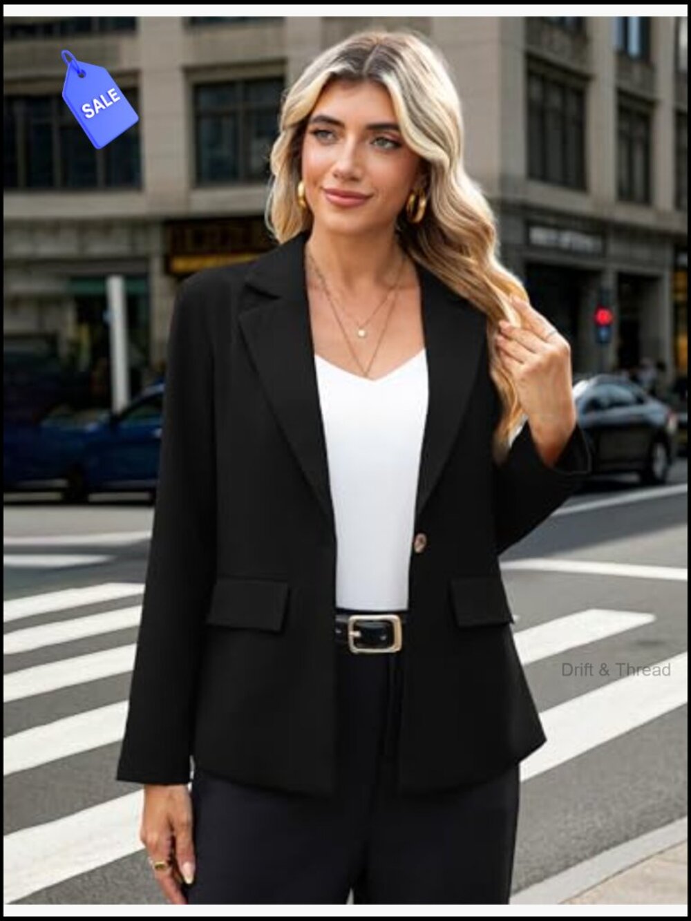 Women's Blazer Open Front Long Sleeve Business Casual Jacket with Pockets - Picture 2 of 7